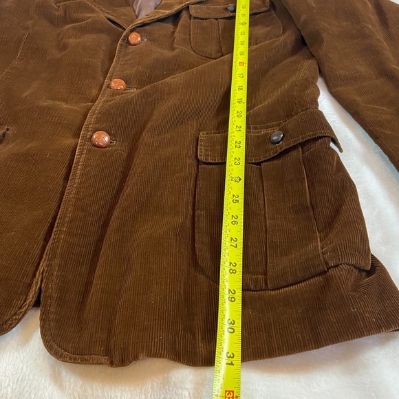 Vintage 70s Brown Medium Wale Corduroy Sport Coat Jacket Men's 42 Field Style - Picture 7 of 9